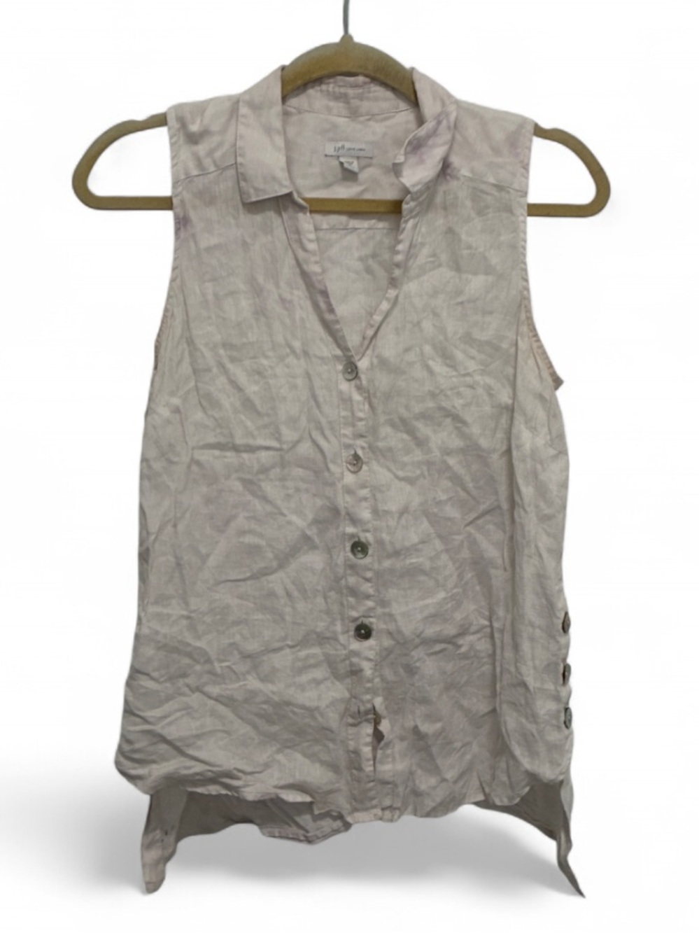 J. Jill Love Linen Sleeveless Button-Front 100% Linen Collared Top